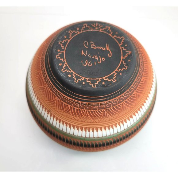 Native American Navajo Vase Pot by C. Buralli Terra Cotta Multi-Color 1996 DH606 - Picture 4 of 15